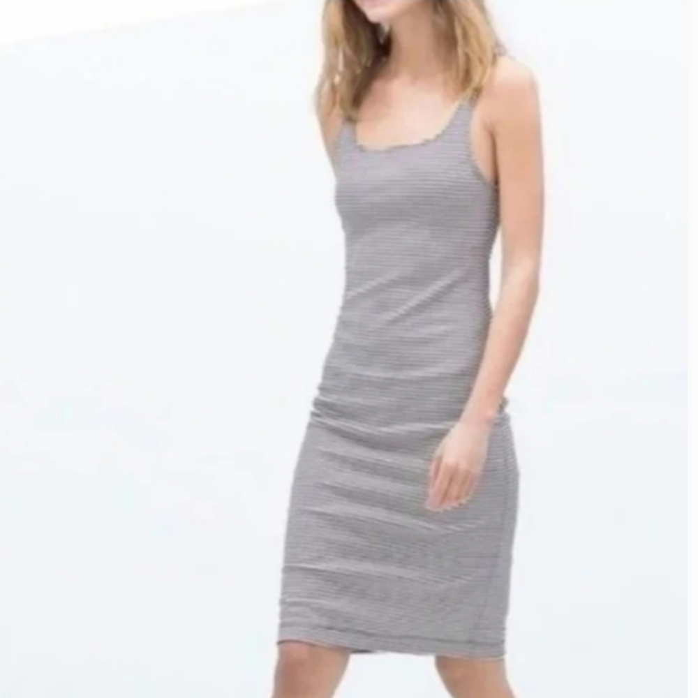 NEW ZARA blue stripe bodycon tank dress